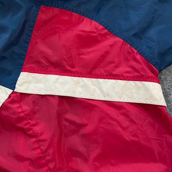 VINTAGE Woolrich Windbreaker Jacket Adult Small Red White Blue Hooded 90s VTG - Picture 12 of 16